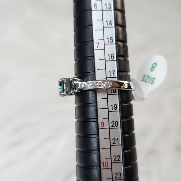 Lab Created London Blue Sapphire Ring on Rhodium Plating Size 8 - Picture 8 of 8